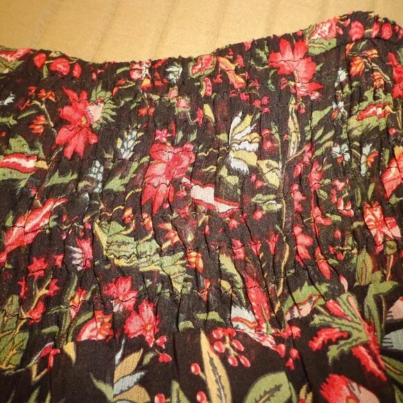 Brand New Sundance Black Iris Skirt PXS Black Floral Elastic Waist - Picture 4 of 15